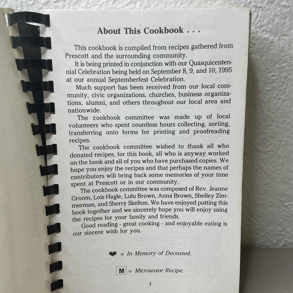 1870-1995 PRESCOTT IOWA 125 YEARS Of Good‎ Home Cooking - 556 Pages Spiral Bound
